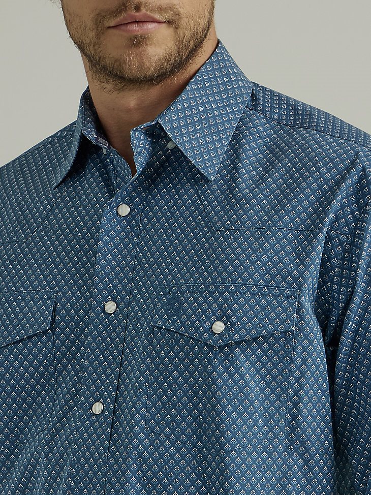 Wrangler George Strait Troubadour Long Sleeve Western Snap Shirt in Turquoise Paisley