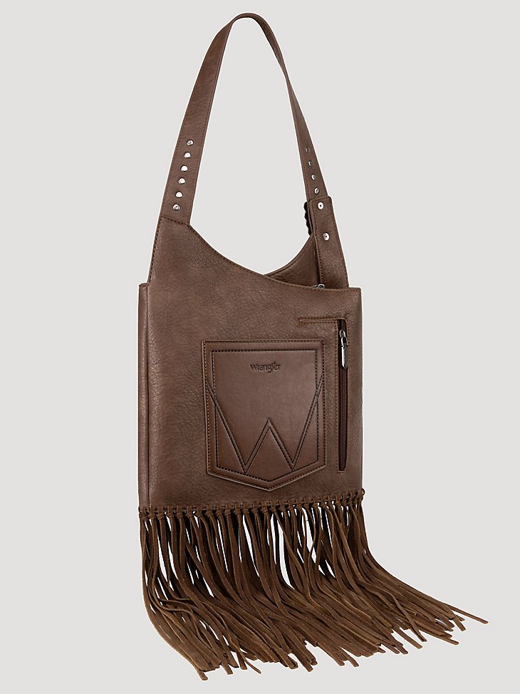 Women's Fringe Studded Cross Body in Brown