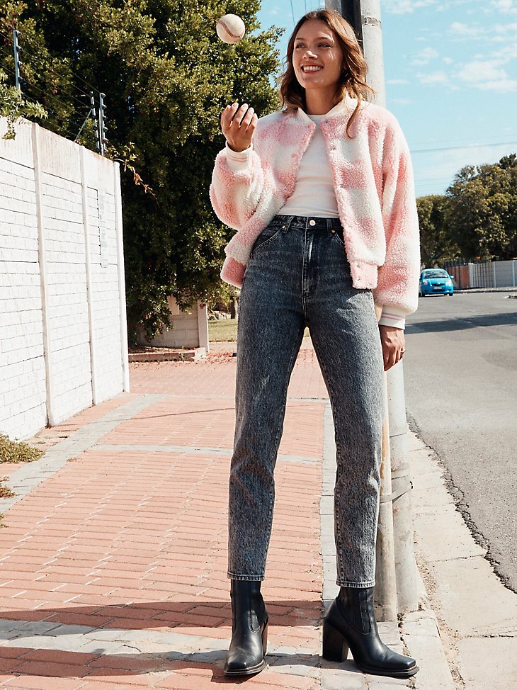 Women's Sherpa Bomber Jacket in Silver Pink