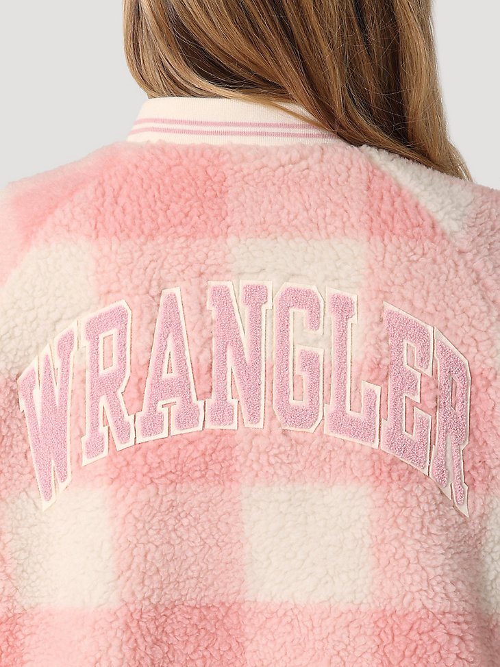 Women's Sherpa Bomber Jacket in Silver Pink