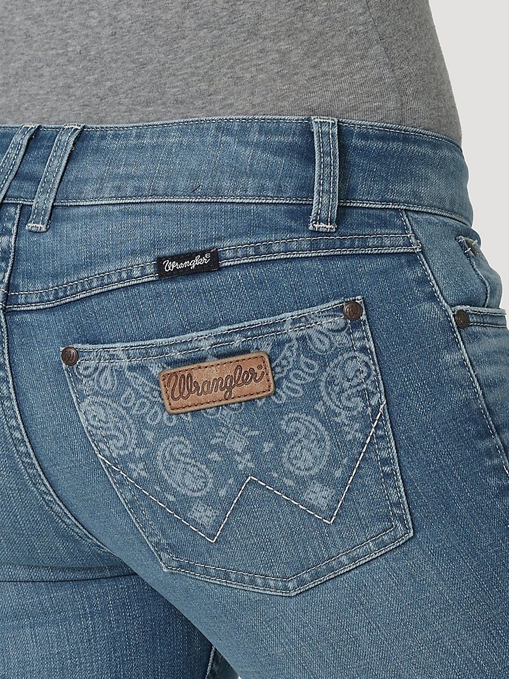 Women's Wrangler Retro Mae Paisley Pocket Bootcut Jean in Paige