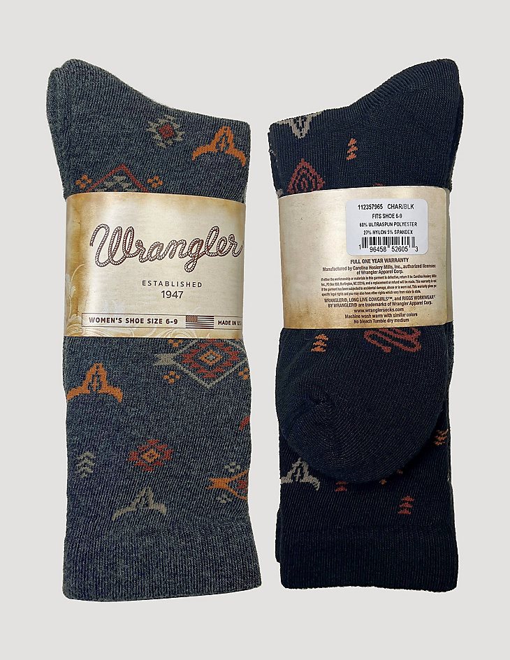 Women's Western Boot Sock in Charcoal/Black