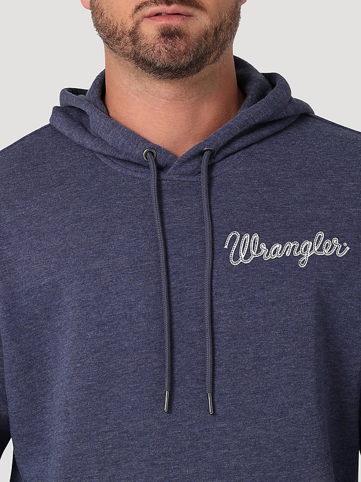 Men's Wrangler Rope Logo Hoodie in Denim Heather