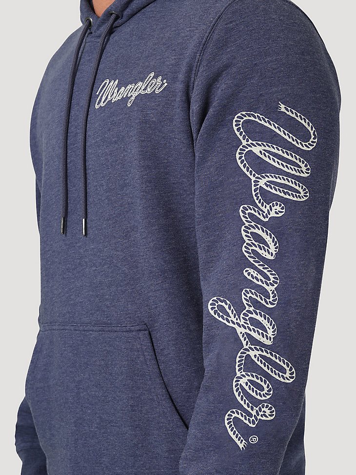 Men's Wrangler Rope Logo Hoodie in Denim Heather