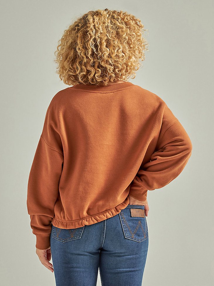 Women's Wrangler Long Live Cowboys Cinched Fleece Pullover in Argan Oil