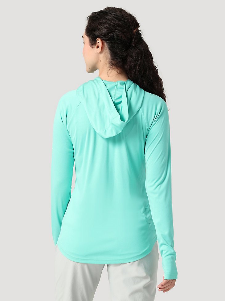 ATG Wrangler Angler Women's Hooded Sun Tee in Turquoise