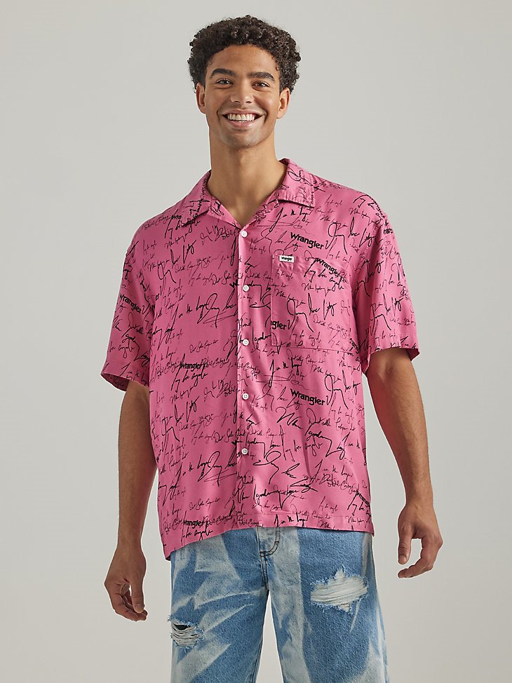 Men's Signature Print Overshirt in Chateau Rose