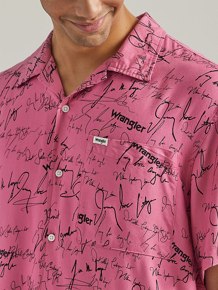 Men's Signature Print Overshirt in Chateau Rose