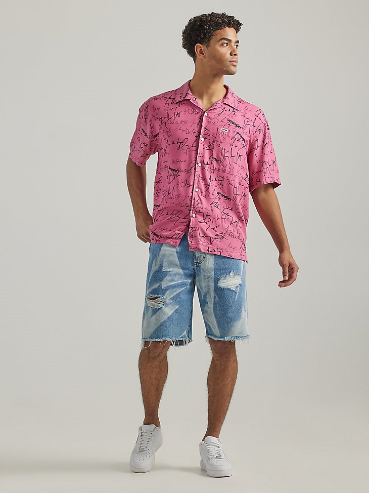 Men's Signature Print Overshirt in Chateau Rose