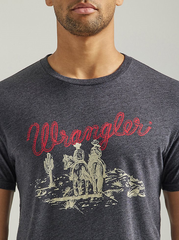 Men's Wrangler Vignette Logo T-Shirt in Caviar Heather