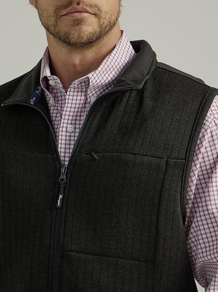 Men's George Strait Zip Front Knit Vest in Black