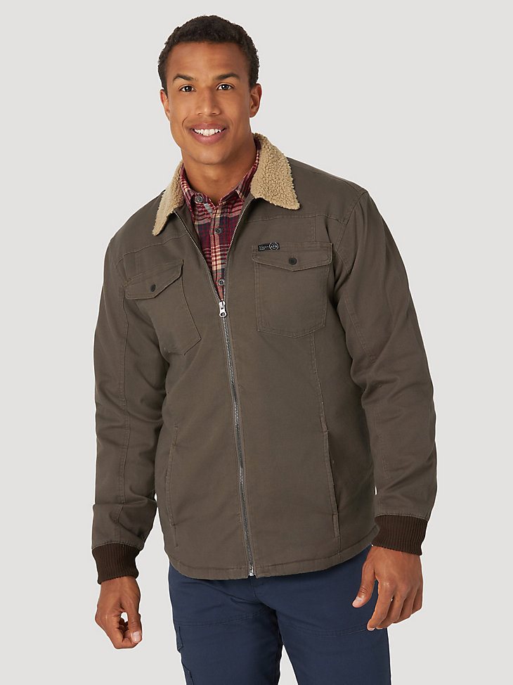 ATG by Wrangler Men's Sherpa Lined Canvas Jacket in Major Brown
