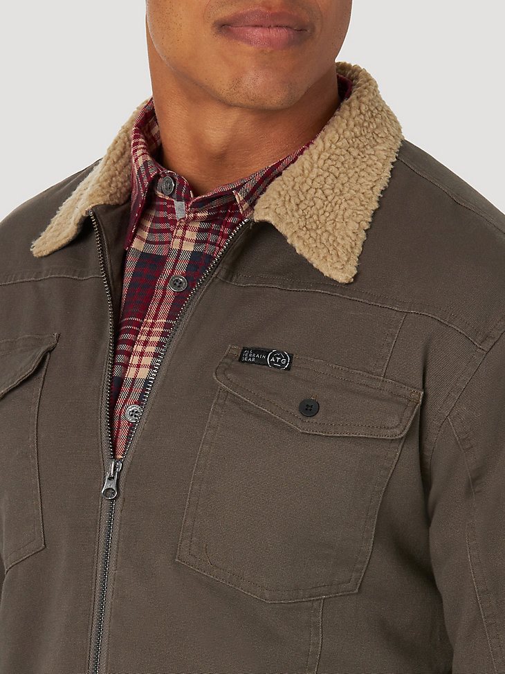 ATG by Wrangler Men's Sherpa Lined Canvas Jacket in Major Brown
