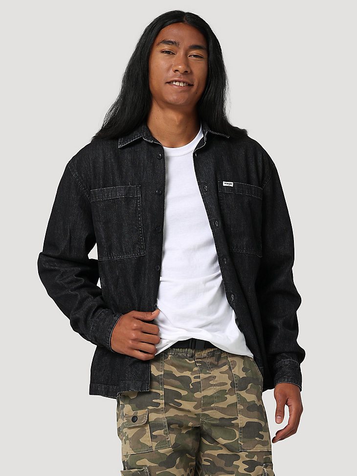 Men's Denim Overshirt in Charcoal