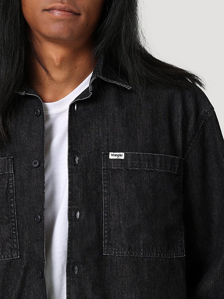 Men's Denim Overshirt in Charcoal