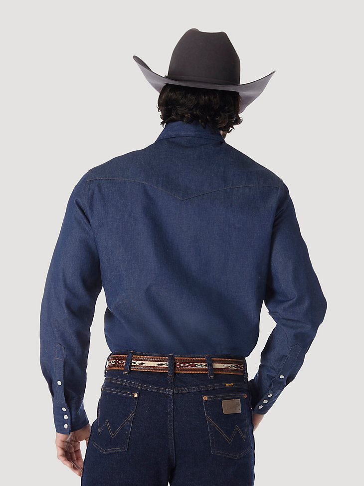 Cowboy Cut Work Western Rigid Denim Long Sleeve Shirt in Rigid Indigo