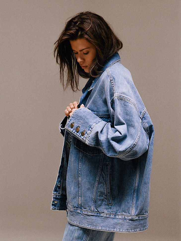 Wrangler + STAUD The Biggest Jean Jacket in Mid Blue
