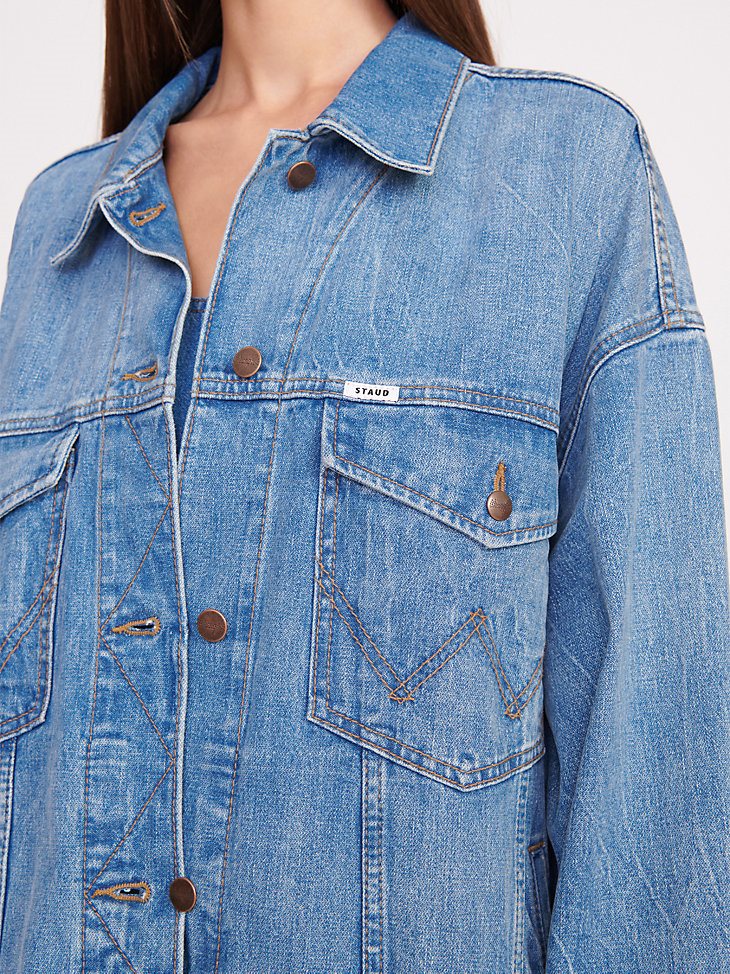 Wrangler + STAUD The Biggest Jean Jacket in Mid Blue