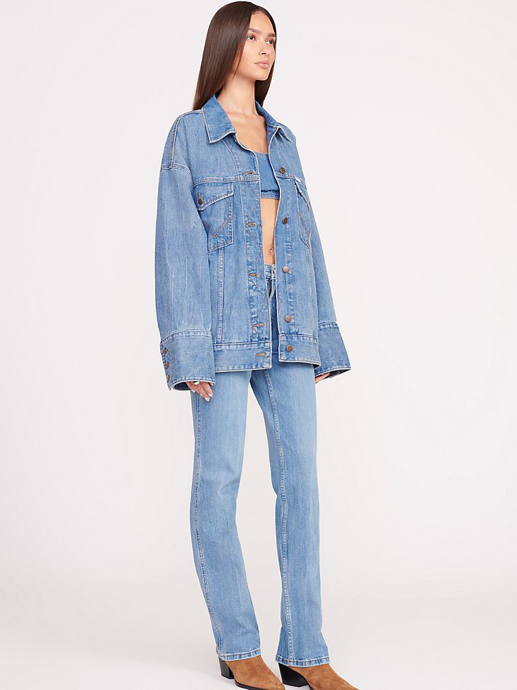Wrangler + STAUD The Biggest Jean Jacket in Mid Blue