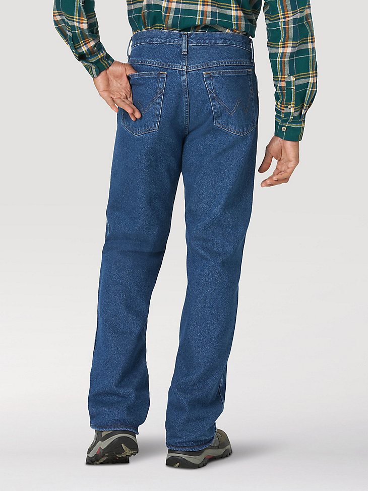 Wrangler Rugged Wear Fleece Lined Relaxed Fit Jean in Stonewash