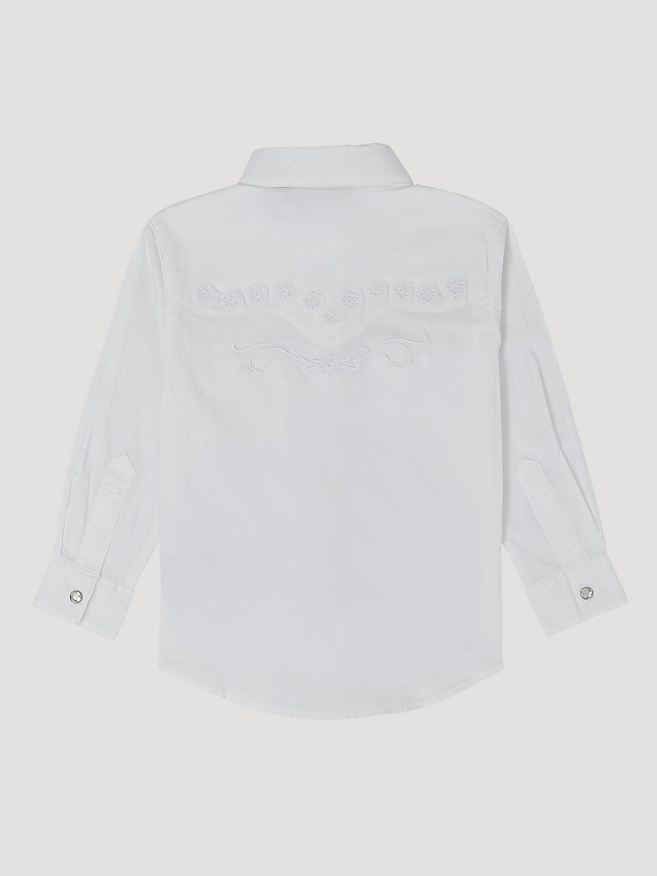 Girl’s Classic Long Sleeve Western Snap Shirt in White