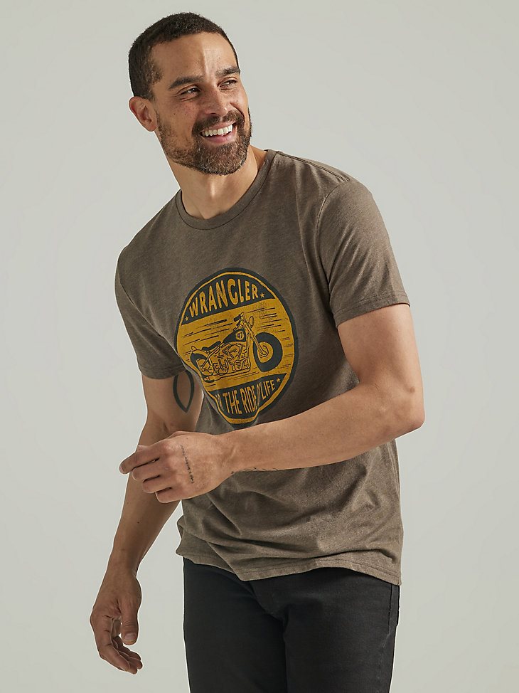 Men's Wrangler Motorcycle Graphic T-Shirt in Brown Heather