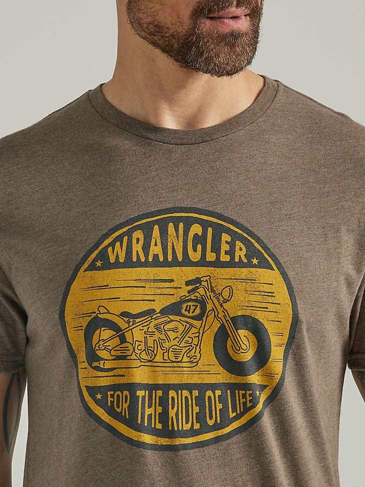 Men's Wrangler Motorcycle Graphic T-Shirt in Brown Heather