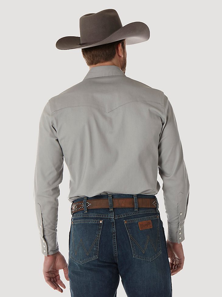 Premium Performance Advanced Comfort Cowboy Cut Long Sleeve Spread Collar Solid Shirt in Cement