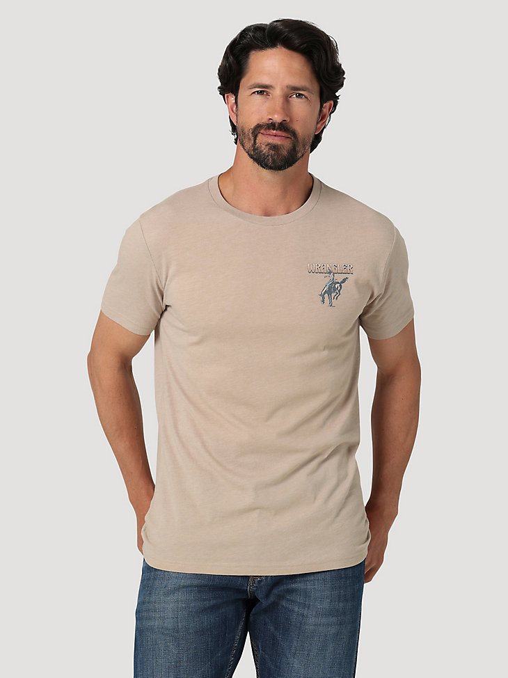Men's Wrangler Back Graphic T-Shirt in Trench Coat Heather