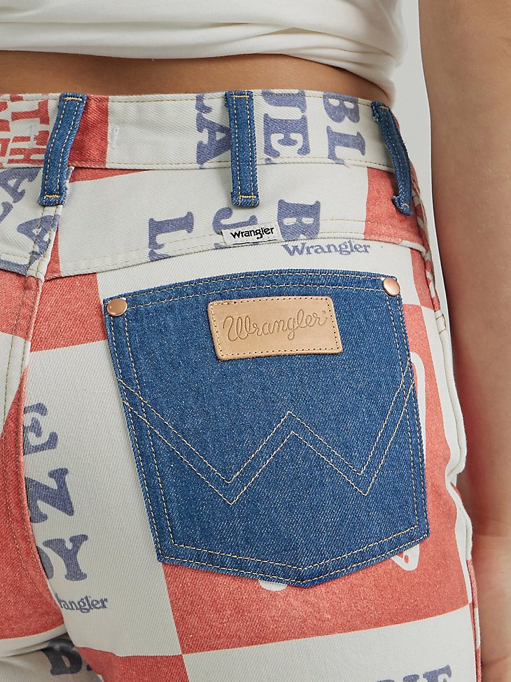 Women's Blue Jean Lady Printed Wanderer Jean in Red White Blue