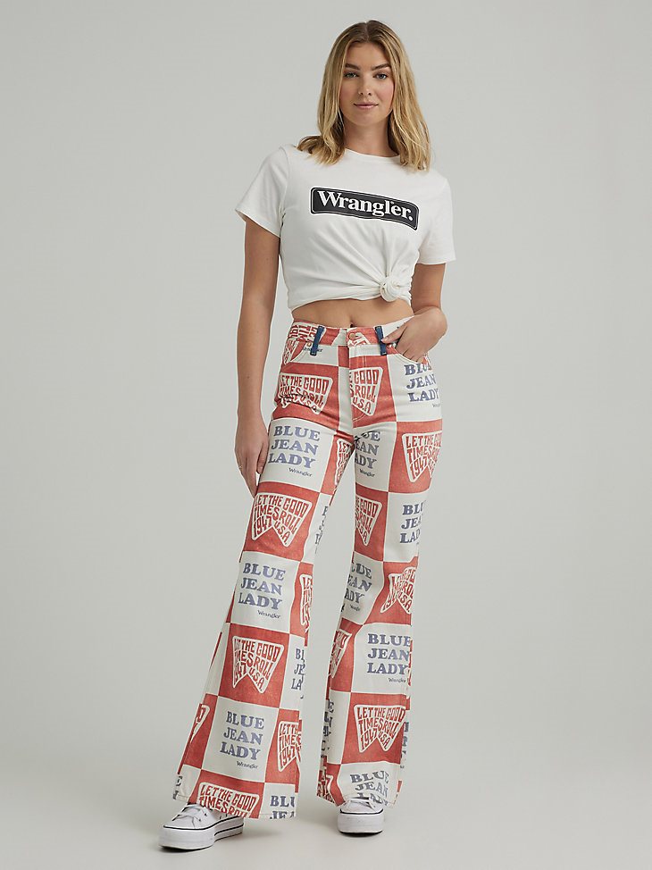 Women's Blue Jean Lady Printed Wanderer Jean in Red White Blue