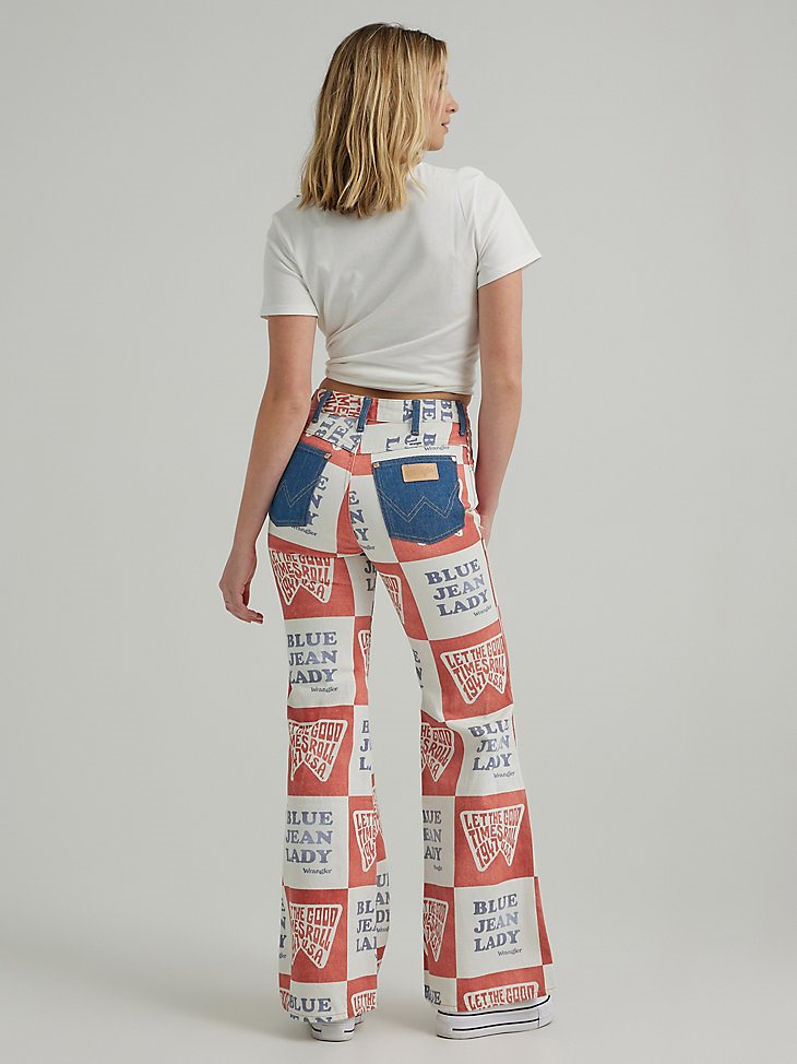 Women's Blue Jean Lady Printed Wanderer Jean in Red White Blue
