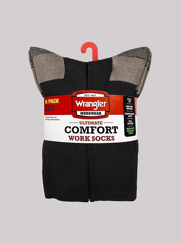 Men's Crew Work Socks (6-pack) in Black