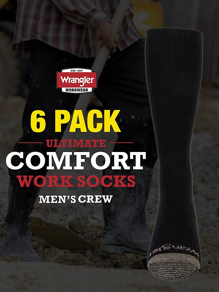 Men's Crew Work Socks (6-pack) in Black