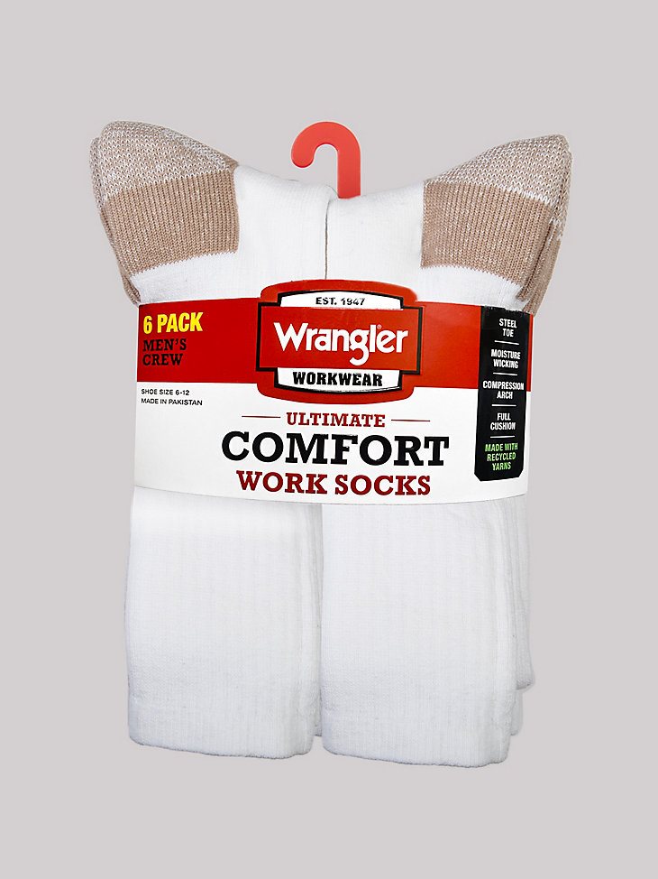 Men's Crew Work Socks (6-pack) in White