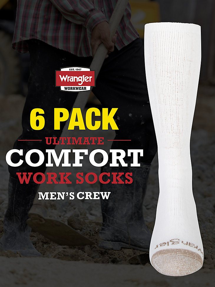 Men's Crew Work Socks (6-pack) in White