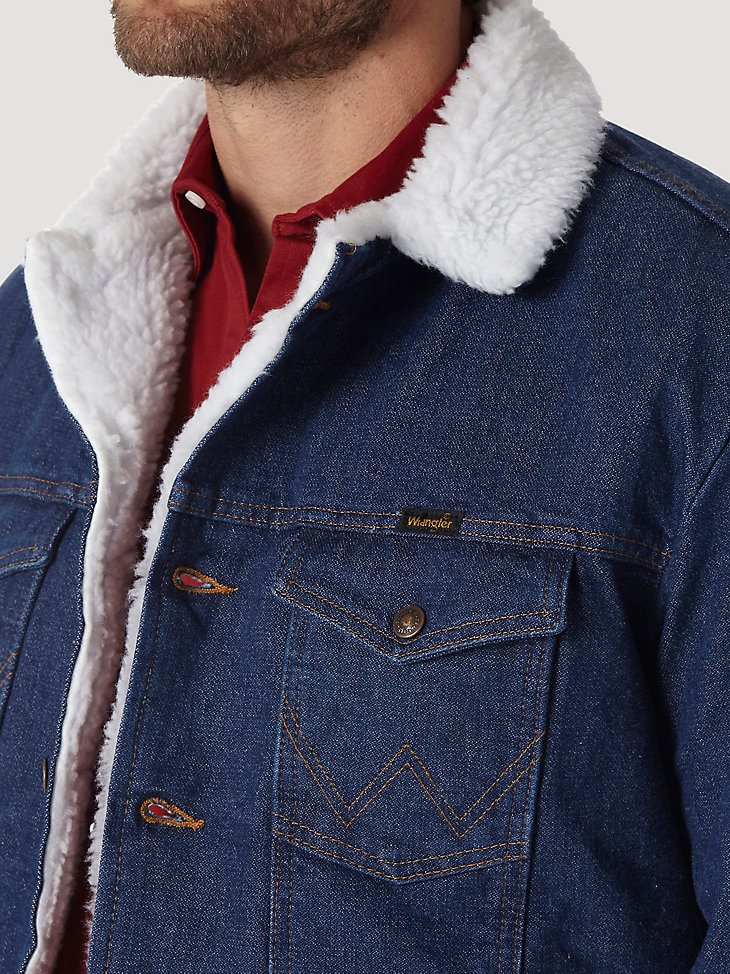 Wrangler Western Sherpa Lined Denim Jacket in Denim