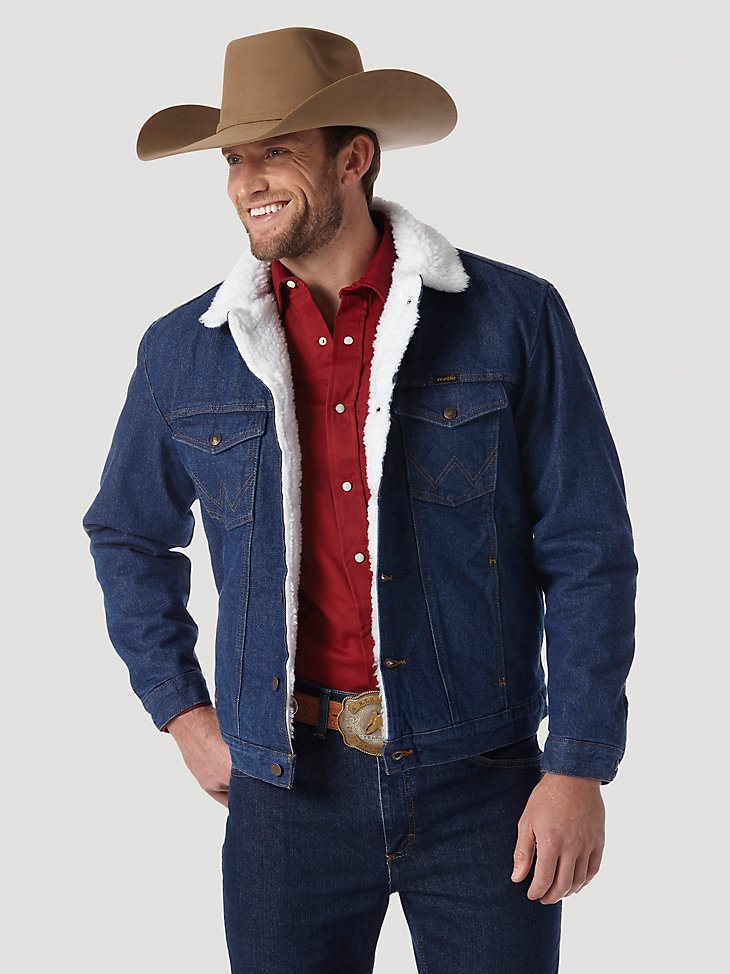 Wrangler Western Sherpa Lined Denim Jacket in Denim