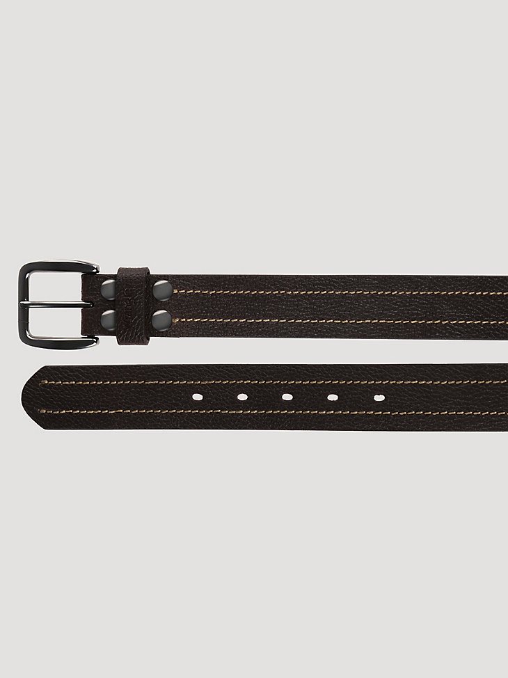 Men's Pebble Grain Leather Belt in Brown