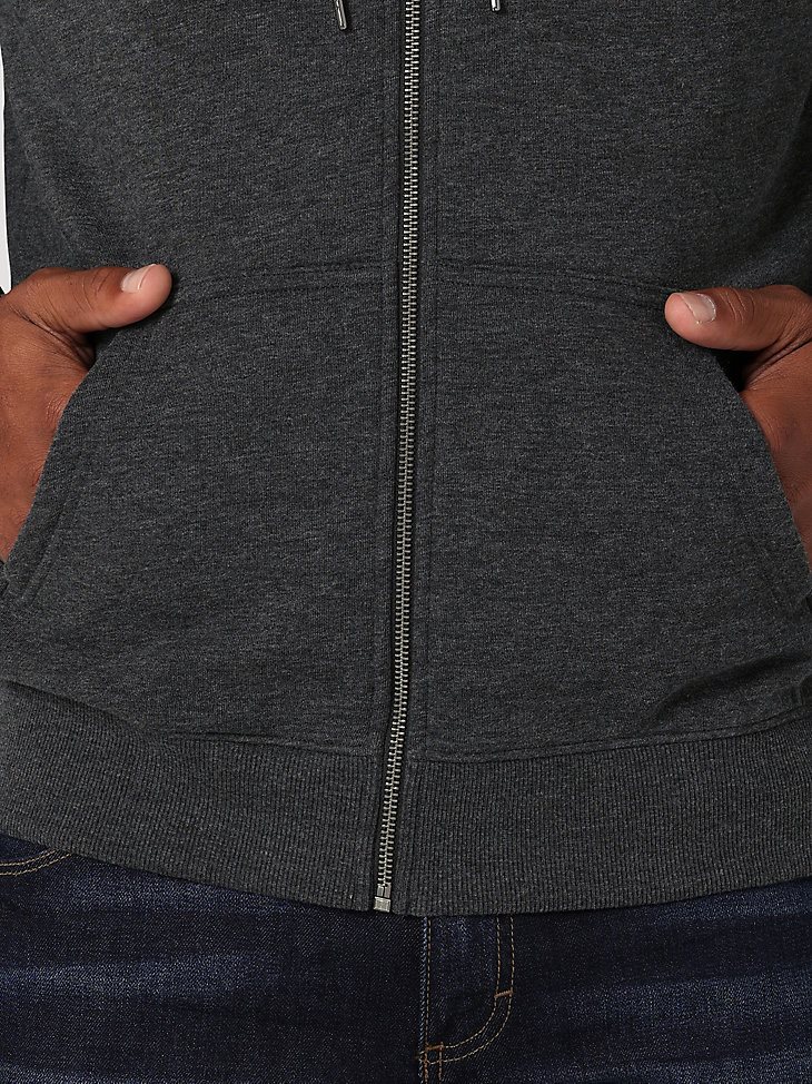 Men's Wrangler Vintage Logo Full Zip Hoodie in Caviar Heather